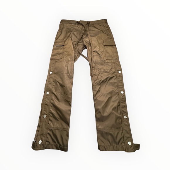 MNML Brown Nylon Snap Cargo Pants Mens 38 Streetwear Techwear Utility Trousers